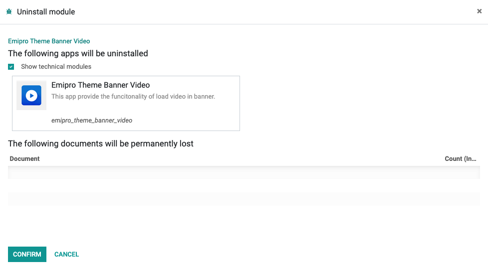 Theme-related cleanup confirmation